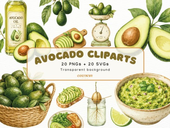 Download Avocado Watercolor Clipart Botanical PNG - Water Collection