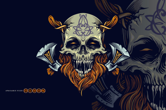 Download Skull Viking Warrior with Axe Graphic - Axe Collection