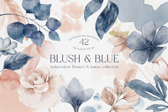 Download Blush and Blue Leaves Florals Watercolor - Water Collection