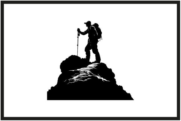 Download Mountaineer with Ice Axe Silhouette - Axe Collection