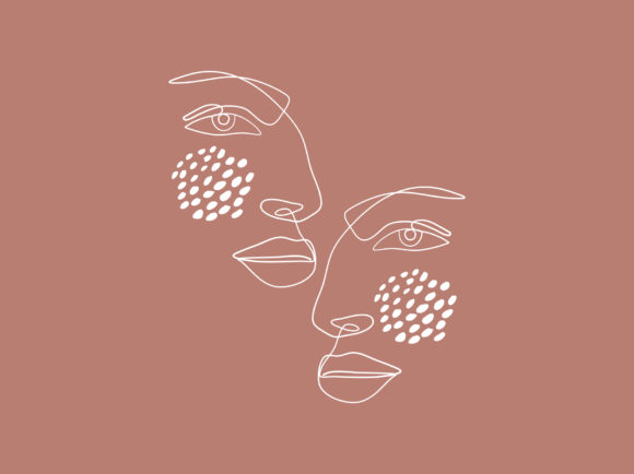 Download Abstract Line Art Woman Two Face Drawing - Abstract Collection