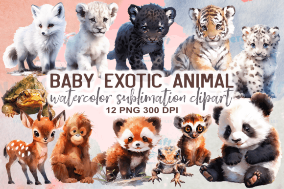 Download Watercolor Baby Exotic Animals Clipart - Water Collection