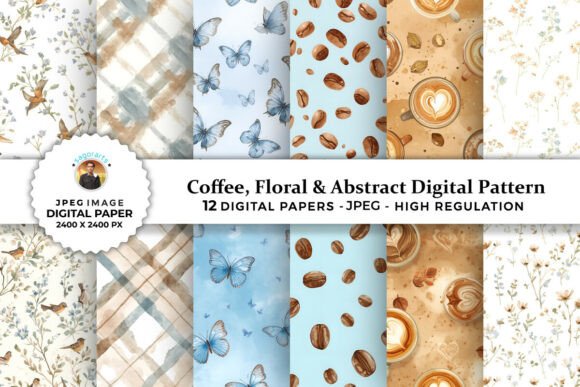 Download Coffee, Floral &amp; Abstract Digital Papers - Abstract Collection