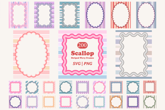 Download Scallop Wavy Frame Clipart Bundle - Wavy Collection