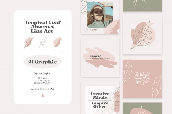 Download Tropical Leaf Abstract Line Art - Terae - Abstract Collection