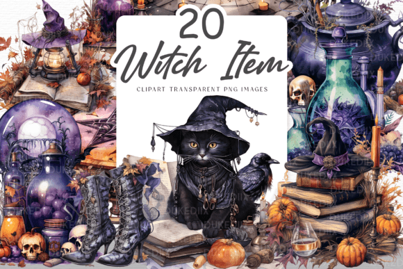 Download Watercolor Witch Item Clip Art - Water Collection