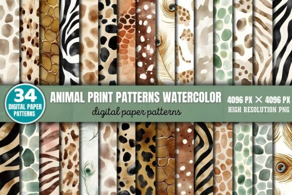Download Animal Print Patterns Watercolor Digital - Water Collection