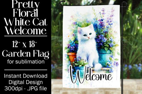 Download White Cat Garden Flag Sublimation, F3 - White Collection