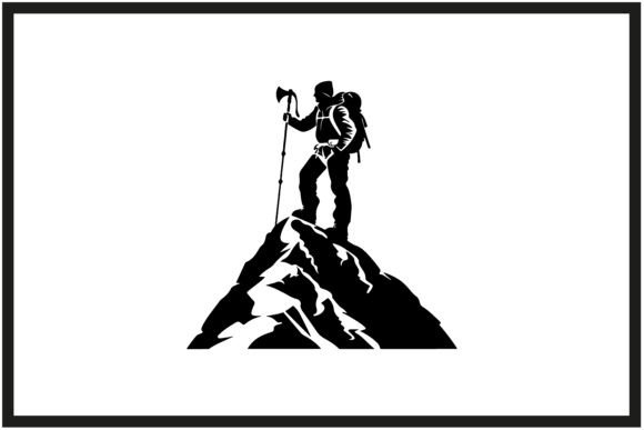 Download Mountaineer with Ice Axe Silhouette - Axe Collection
