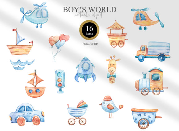 Download Watercolor It's a Boy Clipart. Nursery - Water Collection