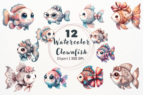 Download Watercolor Clownfish Fishes Clipart - Water Collection