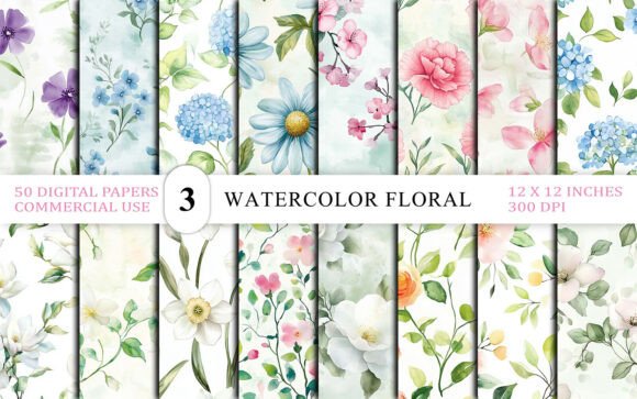 Download Seamless Watercolor Floral Background - Water Collection