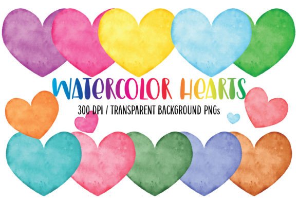 Download Rainbow PNG Watercolor Hearts Clipart - Water Collection