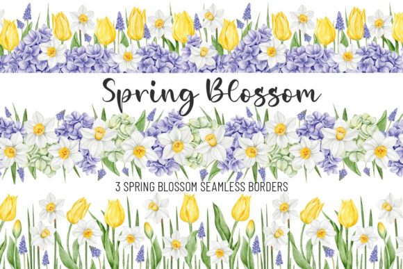 Download Watercolor Seamless Border Spring Flower - Water Collection
