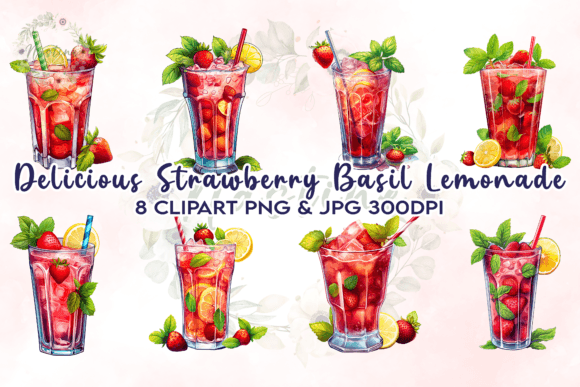 Download Strawberry Basil Lemonade Watercolor - Water Collection
