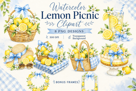 Download Watercolor Lemon Picnic Clipart - Water Collection