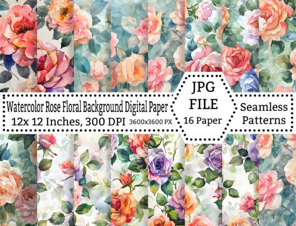 Download Watercolor Rose Floral Background Set - Water Collection