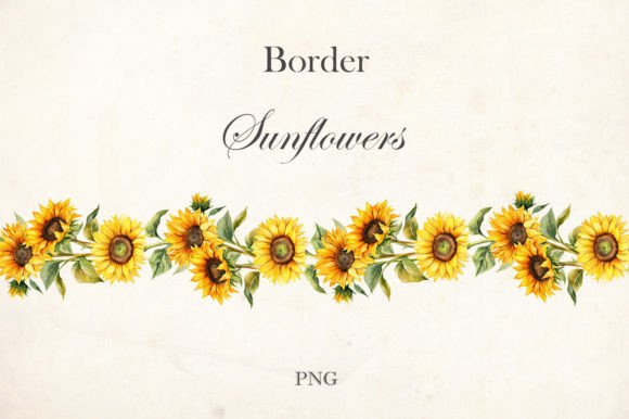 Download Watercolor Sunflowers Border - Water Collection
