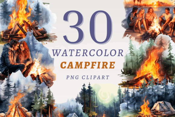 Download Watercolor Campfire PNG Bundle - Water Collection