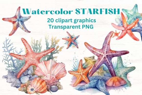 Download Watercolor Ocean Starfish Clipart X20 - Premium Bundle