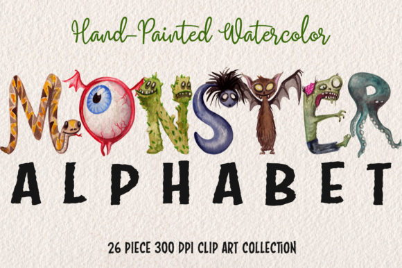 Download Watercolor Monster Alphabet Collection - Water Collection