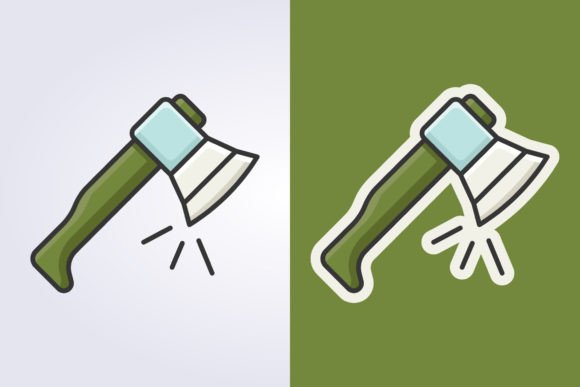 Download Colored Line Art Axe Icon Vector Logo - Axe Collection