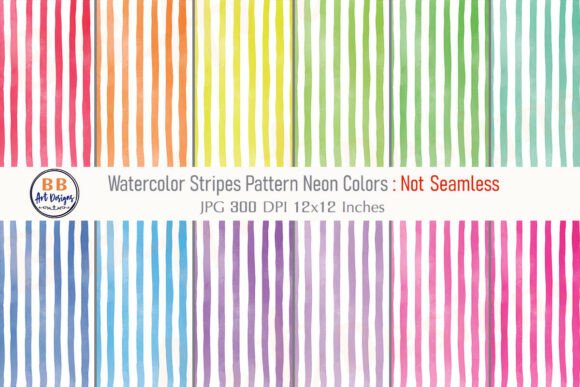 Download Neon Watercolor Stripes Pattern Paper - Water Collection
