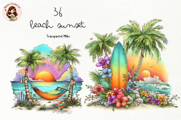 Download Watercolor Beach Sunset PNG Clipart - Water Collection