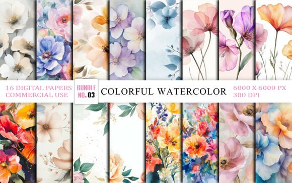 Download Colorful Watercolor Floral Background - Water Collection
