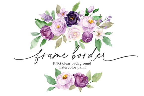 Download Frame Border, Violet Watercolor Flowers. - Water Collection