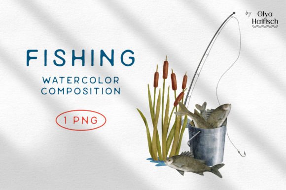 Download Watercolor Fishing Rod, Fish PNG Clipart - Water Collection