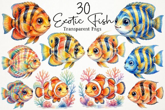 Download Watercolor Exotic Fish PNG Clipart - Water Collection