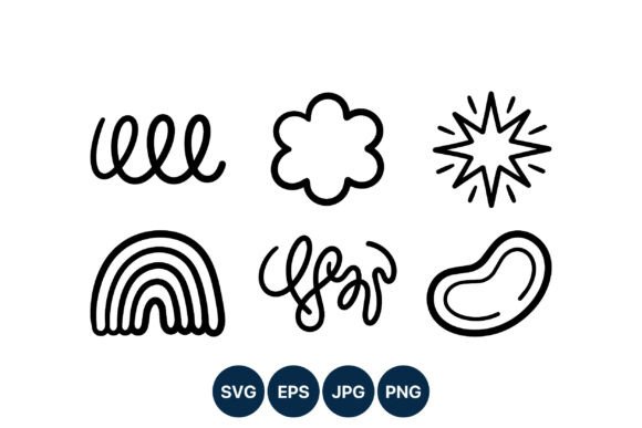 Download Abstract Curved Line Art Doodle Set - Abstract Collection