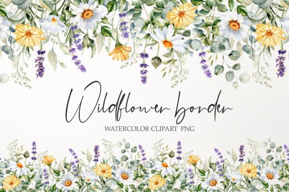 Download Watercolor Floral Border PNG. Wildflower - Water Collection