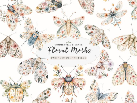 Download Watercolor Botanical Floral Luna Moth - Water Collection