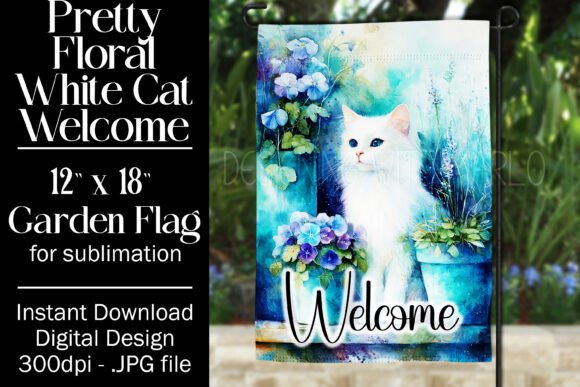 Download White Cat Garden Flag Sublimation, F2 - White Collection